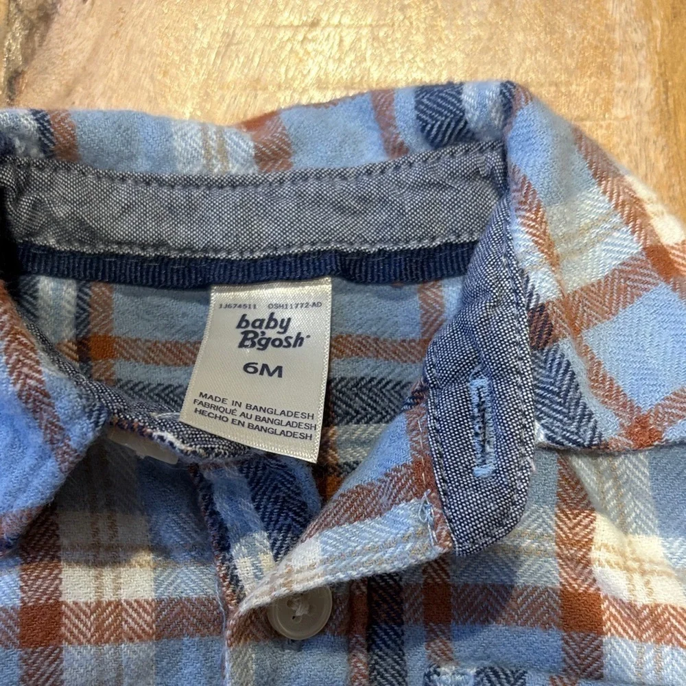 Oshkosh Baby Boy Flannel Shirt Onesie 9m